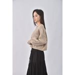 (XL) 質感修身短版仿舊杏色長袖上衣二手衣, , large