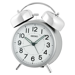 SEIKO 精工 經典不敗靜音秒針貪睡鬧鐘-銀 QHK063S