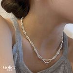 【Gulicc】古莉可 項鍊 碎銀子珍珠雙層交疊項鍊, , large
