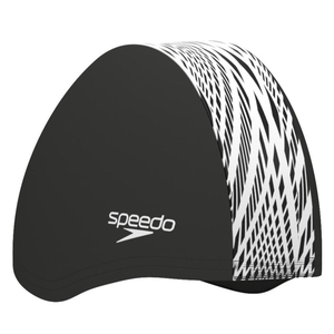 [秉宸] SPEEDO Boom End+ 成人尼龍抗氯泳帽 黑/線條白 SD813955