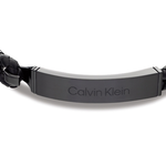 Calvin Klein CK Iconic for Him 黑色皮編織手環 情人節送禮推薦 35000406, , large