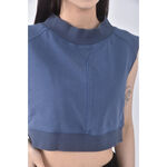 (S) aria質感修身短版棉質無袖綠色上衣二手衣, , large