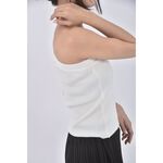 (S) 【霓霓私服】修身短版質感削肩坑紋白色上衣二手衣, , large