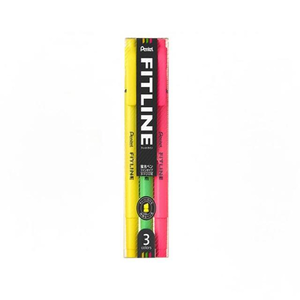 【 Pentel 飛龍 】FITLINE 雙頭螢光筆 3.5/1.0mm 三色/套 SLW11-3T