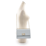 FURLA 1927 拱門轉釦小款翻蓋鏈帶二用包/淺藍色, , large