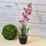 ARTIFICIAL ORCHID PLANT W/BLACK POT-PURPLE, , large