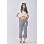 (XL) couture brooch高腰質感格紋藍色長褲二手衣, , large