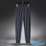 超值大尺碼-鬆緊帶 排汗 束口 冰絲長褲-黑-0204165, , large