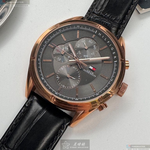 [星晴錶業]TommyHilfiger手錶,44mm,TH00067鐵灰色錶面玫瑰金錶殼深黑色真皮皮革錶帶款, , large