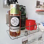 [熊好貼國際]中型多功能置物架(304不鏽鋼)洗衣粉架 洗衣精 無痕掛勾  凹凸 紋路光滑牆面皆可貼(選超黏)掛鉤, , large