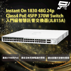 昌運監視器Aruba HPE IOn 1830 48G 24p Class4 PoE 4SFP 370W(JL815A)