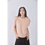 (L) nagumo miyuki質感棉質純棉背心杏色上衣二手衣, , large