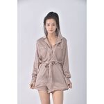 (F) 【安于晴Charlene私服】varracelli高腰質感條紋棕色綁帶連身裝二手衣, , large