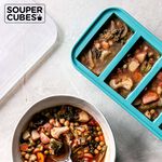 官方直營【Souper Cubes】多功能食品級矽膠保鮮盒4格_湖水綠(250ML/格), , large