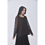 (M) easy zone質感圓領黑色長袖上衣二手衣, , large