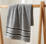 [Kaimei Cotton] Randomly excellent MIT made in Taiwan dark black edge striped bath towel top 12 taels super thick pure cotton satin design, , large