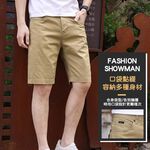 大小尺碼-彈力棉  五分休閒褲-黑/卡其/綠-0205555, , large