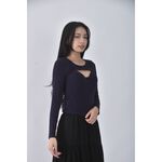 (S) 【安于晴Charlene私服】air space質感假兩件藍色長袖上衣二手衣, , large