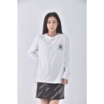 (M) converse質感棉質純棉白色長袖上衣二手衣, , large