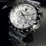 [星晴錶業]MASERATI手錶,46mm,R8873612049白色錶面黑錶殼銀色精鋼錶帶款, , large