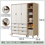 【唯熙傢俱】雷莎原木雙色5.3尺衣櫃, , large