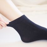 [Kaimei Cotton] 8 pairs set, black MIT made in Taiwan, antibacterial and deodorizing flat cotton toe socks, , large
