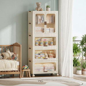 【AOTTO】57面寬雙開門上掀附輪折疊收納衣櫃(AT-602)