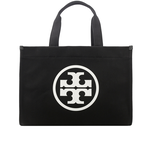 TORY BURCH Ella 圓形標誌棉質帆布大款托特包/黑色, , large