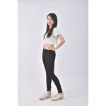 (S) uniqlo丹寧牛仔質感棉質黑色長褲二手衣, , large