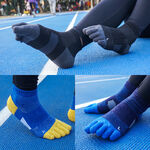 [Kaimei Cotton] 2 pairs set, black MIT made in Taiwan, non-marking deodorizing function towel-soled toe socks 26-29cm, 2雙組 黑色, large