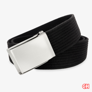 【CH-BELT 銓丞皮帶】中性方頭造型織帶 男女百搭休閒腰帶(黑)