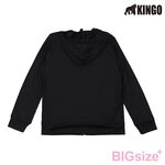 大尺碼-KINGO-女款-連帽 彈性 吸排 外套-黑-K44503, , large