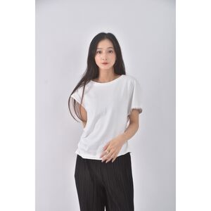 (M) zara鑽石拼接白色短袖上衣二手衣