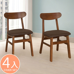 【Homelike】 喜家居實木布面餐椅-4入組(胡桃色)(2322), , large