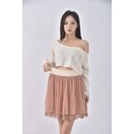 (L) earth music ecology吊帶棉質杏色短裙二手衣, , large