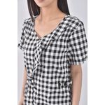 (S) osan格紋黑色洋裝二手衣, , large