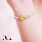 【Prisme Gold】黃金手鍊 桃花 開運 粉色編織手鍊 (金重：約0.08錢±0.03), , large