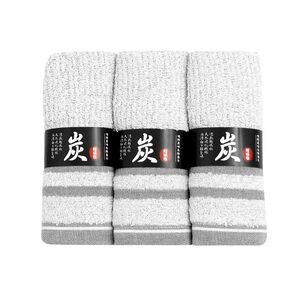 TELITA竹炭緞條斜紋毛巾3入