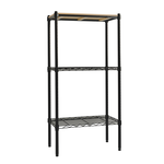 【Y HOUSE】60x30x120cm pine wood three-layer storage rack rack iron rack - black paint, , large