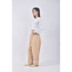 (L) queenshop高腰丹寧牛仔質感杏色長褲二手衣, , large