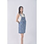 (XL) ajpeace吊帶丹寧牛仔繡花藍色短裙二手衣, , large