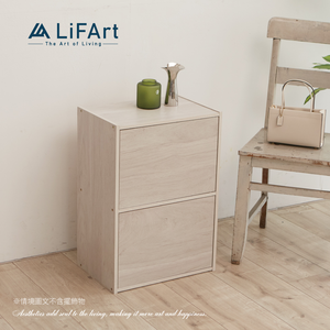 【LiFArt】MIT日系簡約二層附門收納櫃-純白橡木色