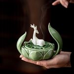 【A&R】招財開運 陶瓷福鹿蓮花香爐 , , large