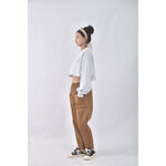 (L) 高腰質感素面棕色長褲二手衣, , large