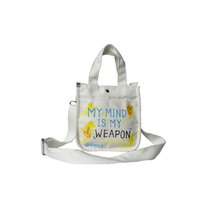 Painted canvas casual bag white (M)