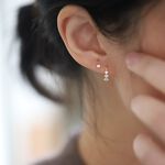 【A&R】法式S925純銀14K金鋯月半圓耳環 附馬卡收納盒, , large