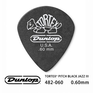 Jim Dunlop Tortex Pitch Black Jazz lll 482R 0.60mm Pick