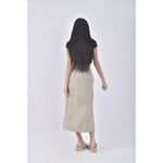 (S) uniqlo質感棉質開岔綠色長裙二手衣, , large