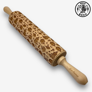 【SOLO Vintage】Hedgehog Rolling Pin 43CM Embossed Natural European Wood Made in Poland