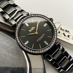 [星晴錶業]COACH手錶,34mm,CH00132黑色錶面銀錶殼深黑色精鋼錶帶款, , large